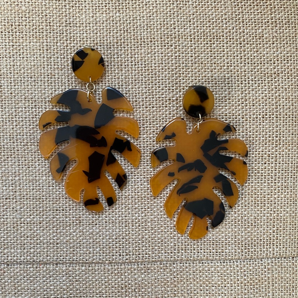 Acrylic Monstera Earrings